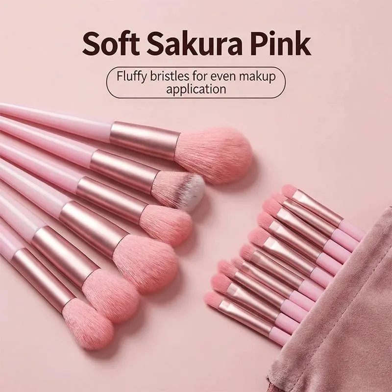 Conjunto de pincéis de maquiagem de 17 unidades com esponja - Pincéis Kabuki rosa macios e fofos para pó de base e sombra | Kit de beleza — image 5