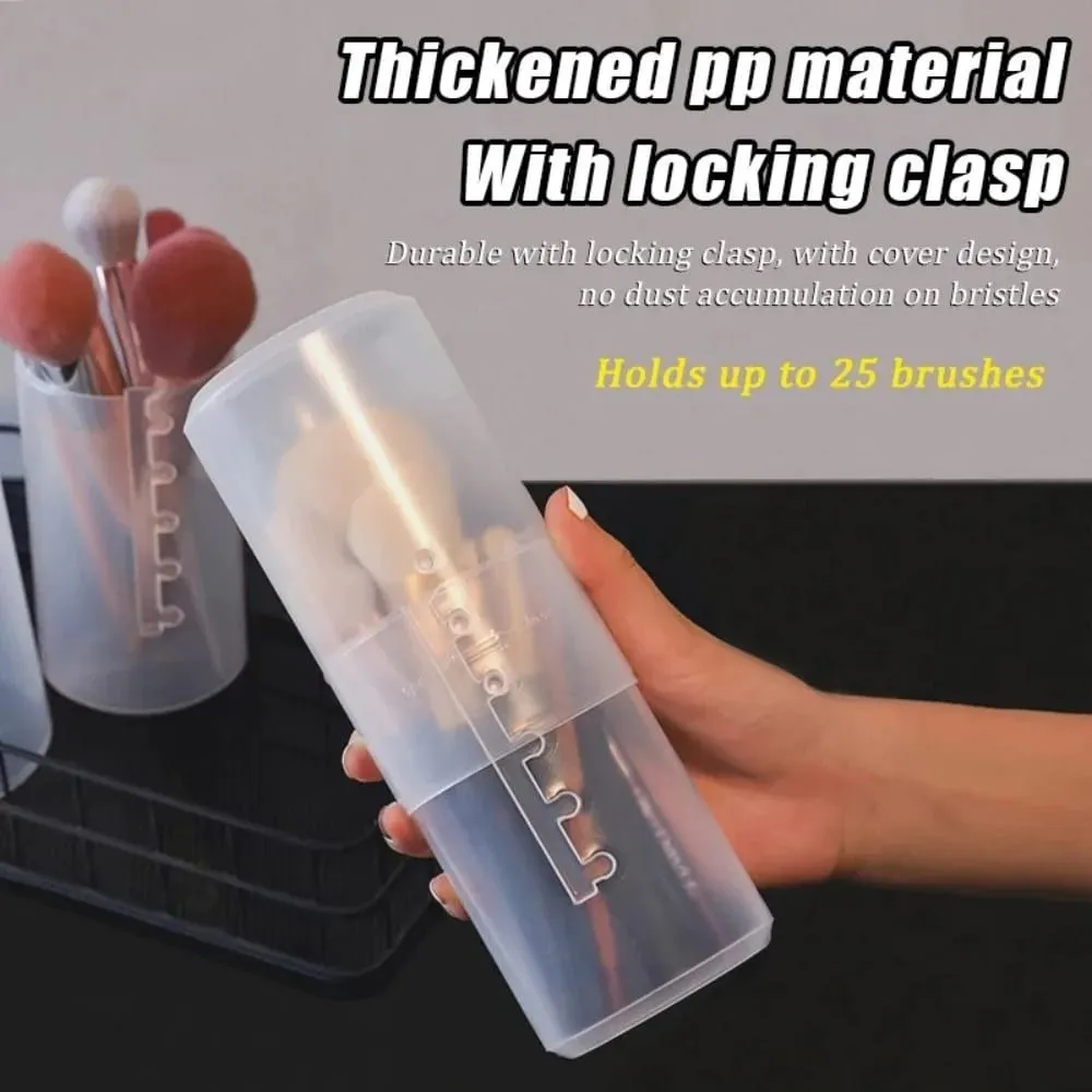 New Transparent Adjustable Height PVC Makeup Brush Holder Display Storage Cup Organizer With Lid Dustproof Toiletry Package Box — image 4