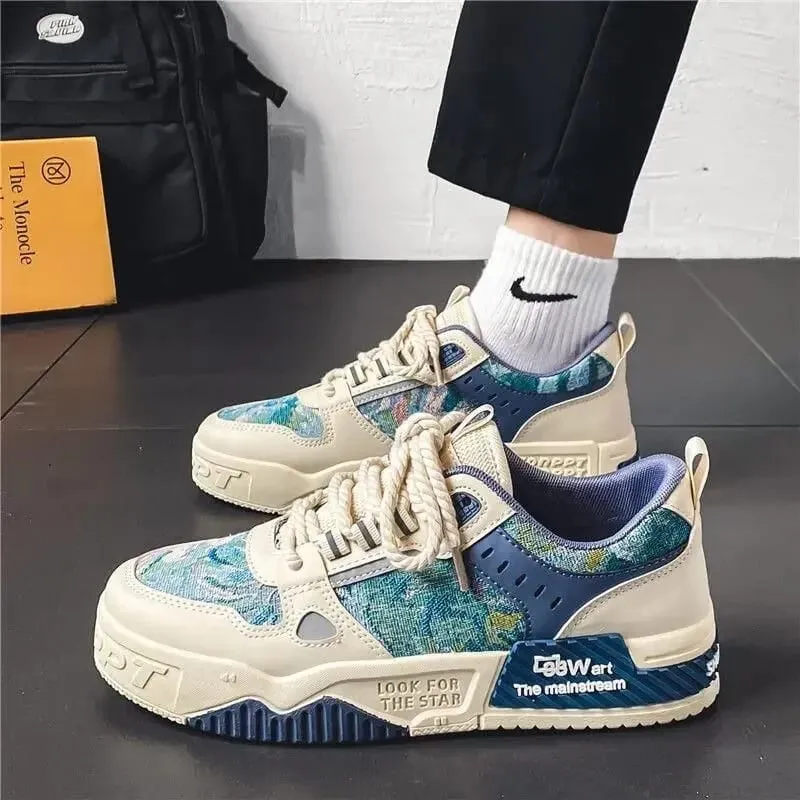 Spring and Autumn new breathable and comfortable shoes student trend versatile thick soled sports and leisure board shoes