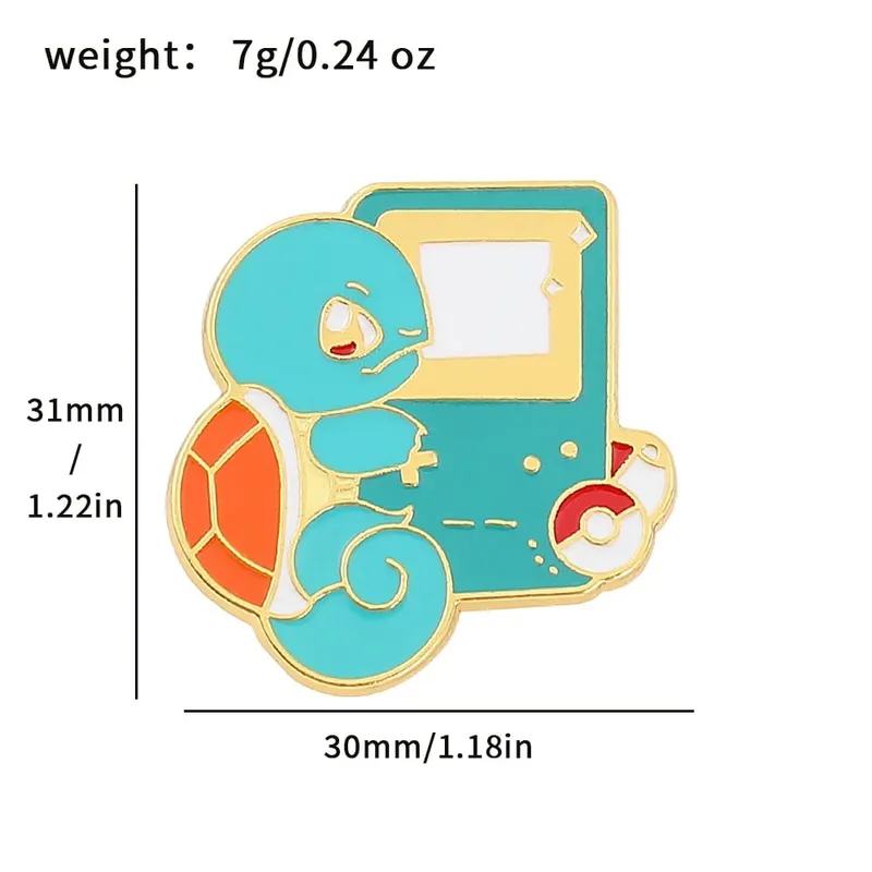 Cute Pikachu Brooch Anime Figures Gengar Psyduck Squirtle Togepi Bulbasaur Enamel Lapel Pin Badges on Backpack — image 12