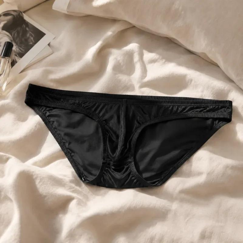 Slip respirant taille basse en soie glacée, Lingerie transparente, slip de Bikini en maille Ultra-fine, culotte Triangle pour hommes, été — image 7