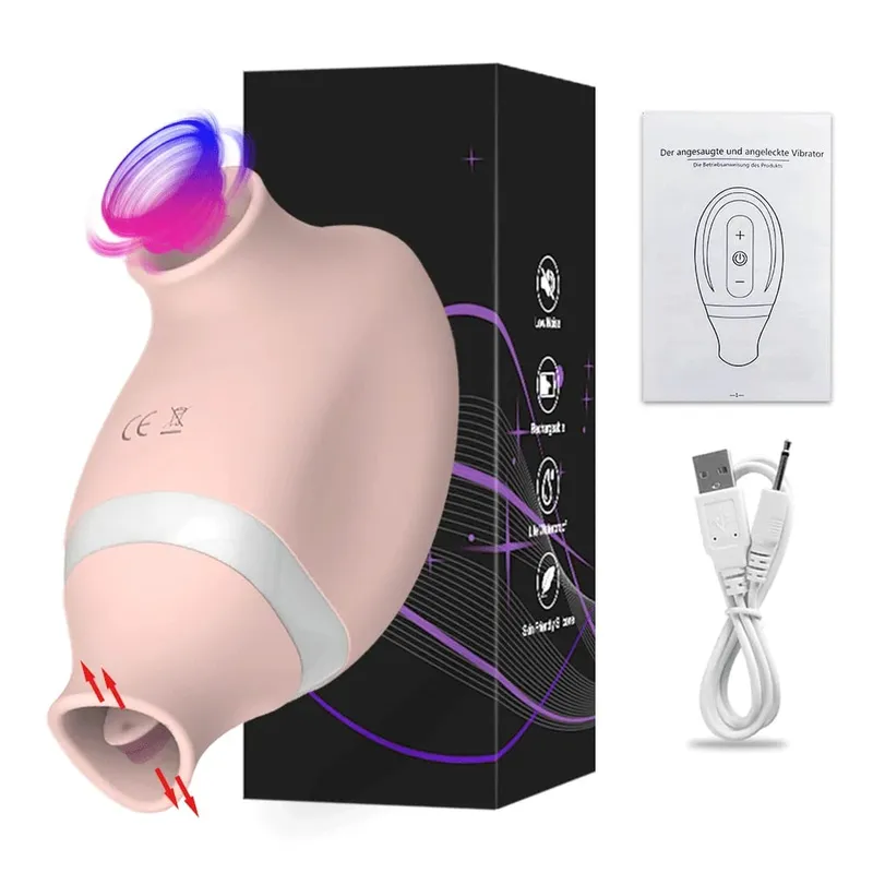 2 in 1 Clit Sucker Vibrator for Women Sucking Licking Double Stimulation Nipples Massagers Tongue Sex Toy Female Adult