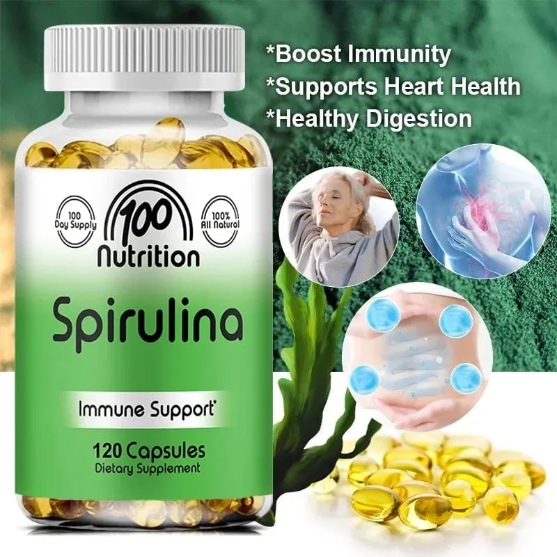 Organic Spirulina 2000 Mg Supplement - Helps Detoxification Immune System Cardiovascular Antioxidants B Vitamins — image 2