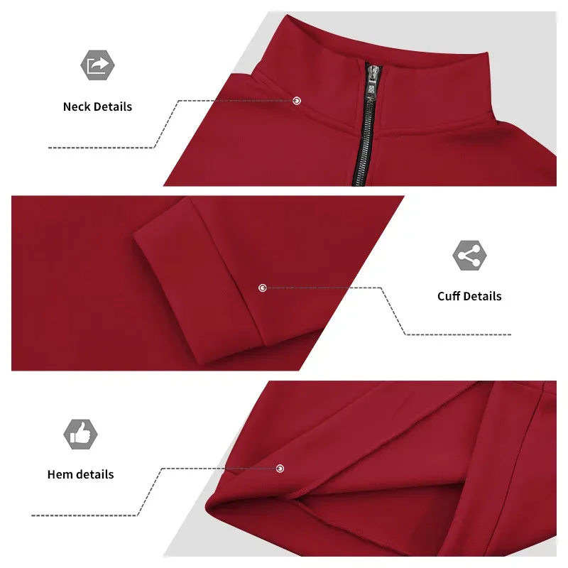 2026 New Fleece Lined Half Zip Sweatshirt for Men, Autumn Winter Solid Color Plus Size Casual Pullover Hoodie Daily Leisure Wear — image 11