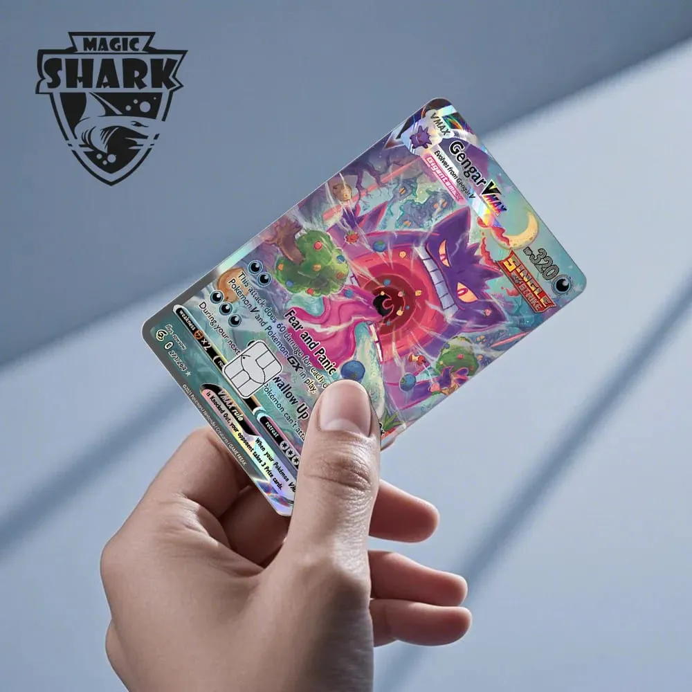 ماجيك القرش ميو تشاريزارد EX Eevee Gengar بيكاتشو TCG بطاقة ثلاثية الأبعاد ليزر الجلد لاصق غشائي لبطاقة الائتمان البنك — image 6