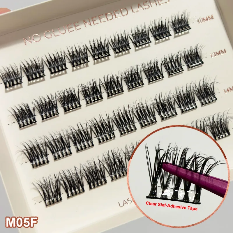 Cils auto-adhésifs en grappe, large robinet pré-collé, Extension de cils naturelle, pas besoin de colle, appuyez sur les cils Manga — image 10