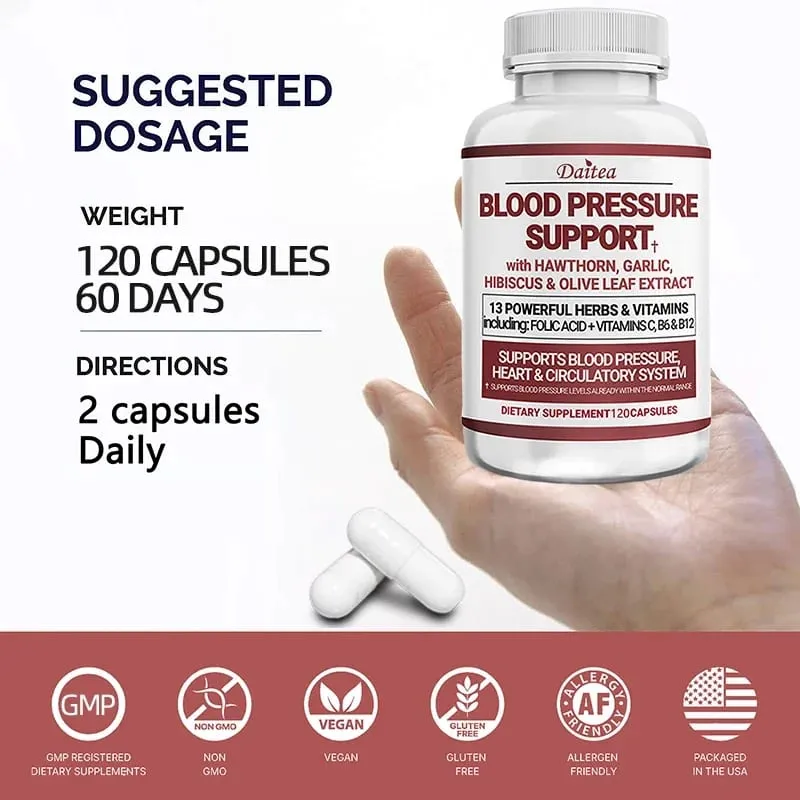 Integratore per il supporto della pressione sanguigna - Cardio colesterolo cardiaco - 13 vitamine con vitamine C B6 e B12 Biancospino e foglie di olivo — image 7