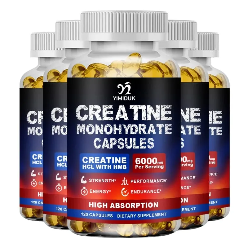 Creatine Monohydrate 6000mg Kapslar med Creatine HCL & HMB Boost Lean Muscle Förbättra träningsuthållighet Lättare muskeltrötthet — image 12