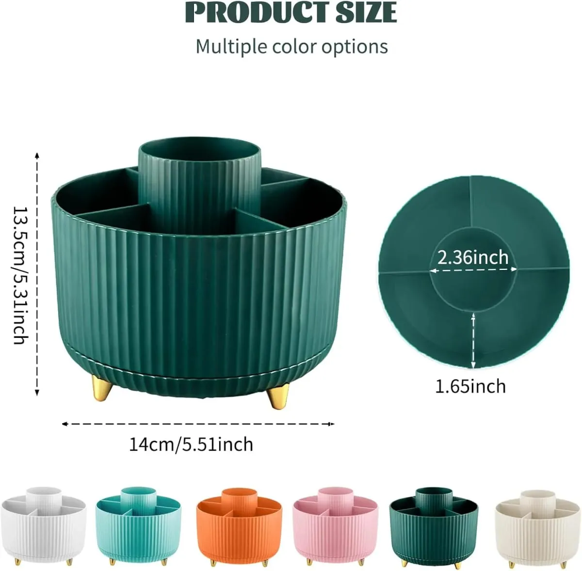 Suporte giratório para pincéis de maquiagem, 5 espaços, 360 °, organizador, multifuncional, armazenamento de mesa, cosméticos, para banheiro de mesa — image 4