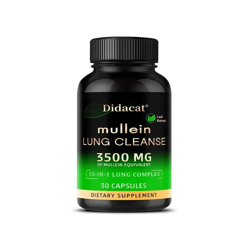 Integratore di estratto di foglie di verbasco Vitamina C Minerale Pulizia polmonare Supporto del sistema immunitario 120 capsule Integratore sanitario