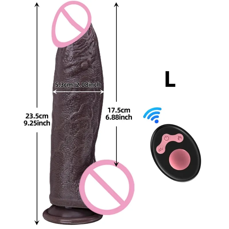 Vibrador realista telescópico homem pau empurrando vibratório pênis grande galo girando brinquedo sexual para mulher realista pênis vibrador — image 8