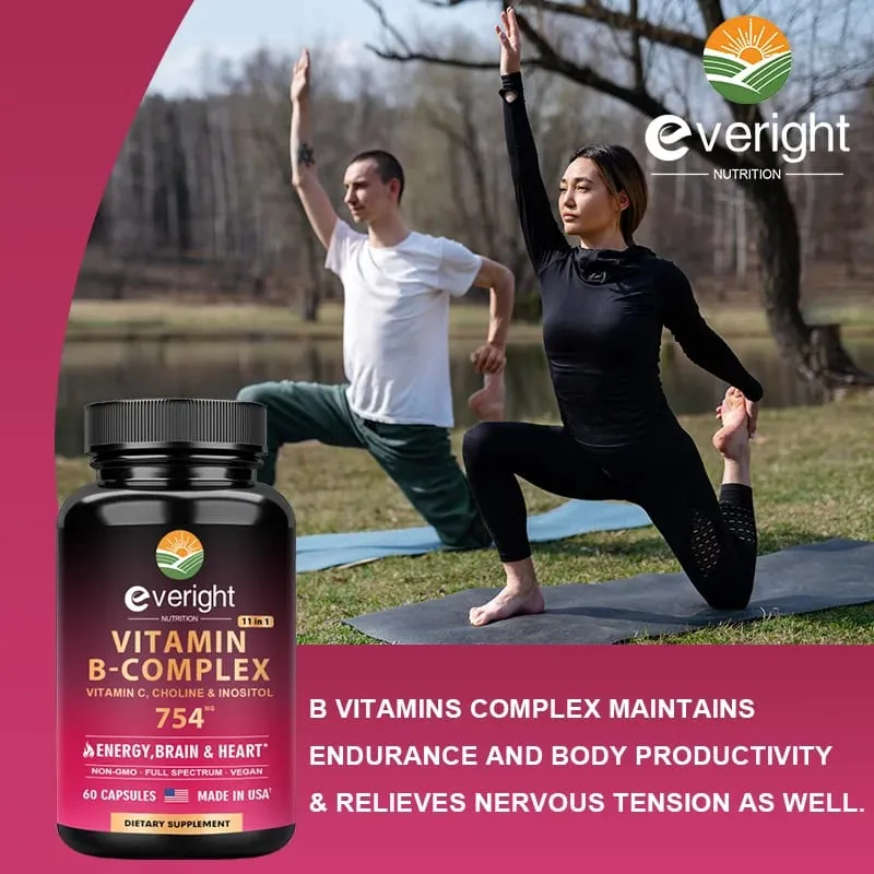 Complexo de vitamina B para suporte energético do cérebro e do coração - com B1 B2 B3 B5 B6 B7 B8 B9 B12 com vitamina C Colina Inositol — image 6