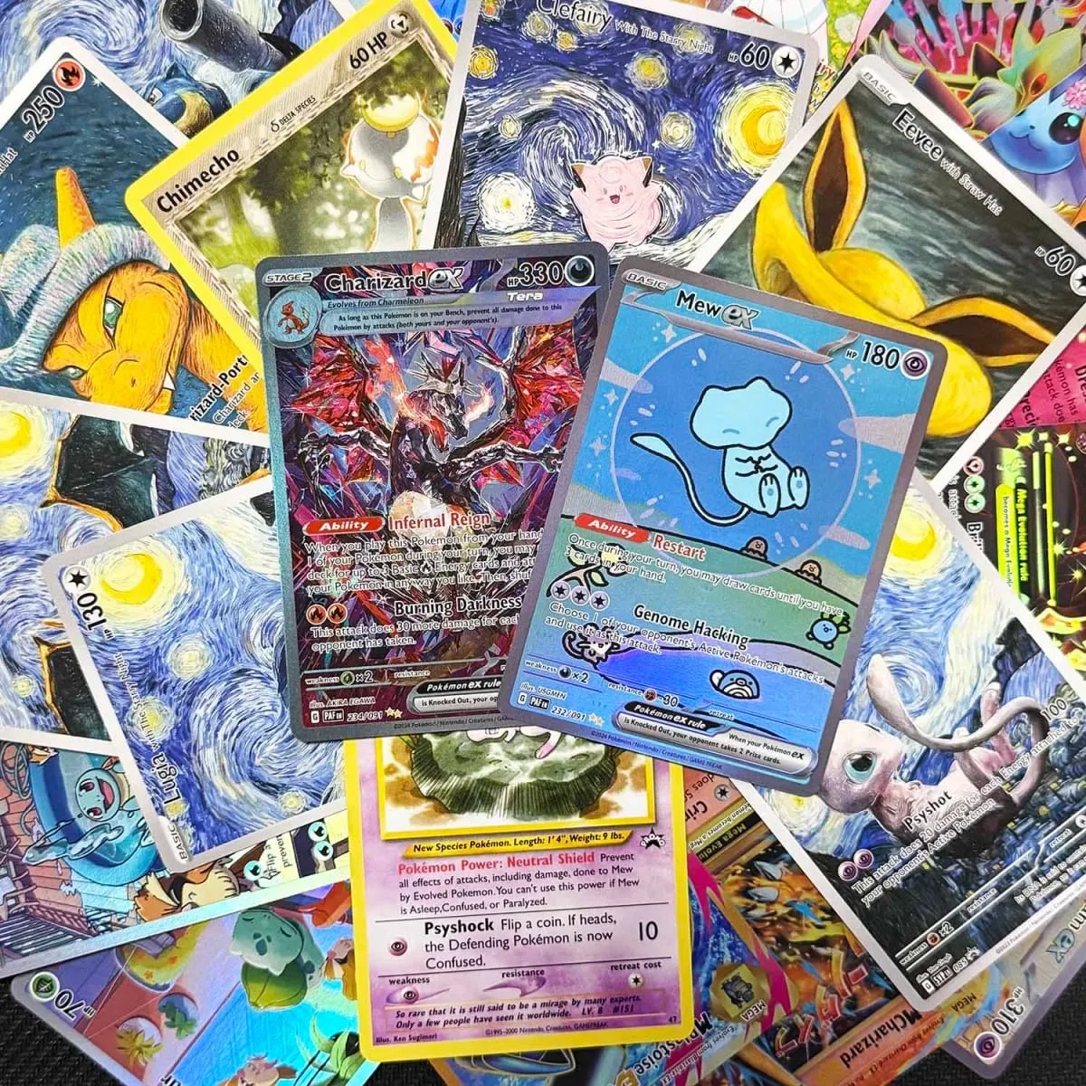 Sesuaikan Kad Set Pangkalan Pertama Edisi Klasik Kad Flash Kerajang Bersinar Charizard Mewtwo Koleksi Permainan Kad Permainan PTCG — image 3
