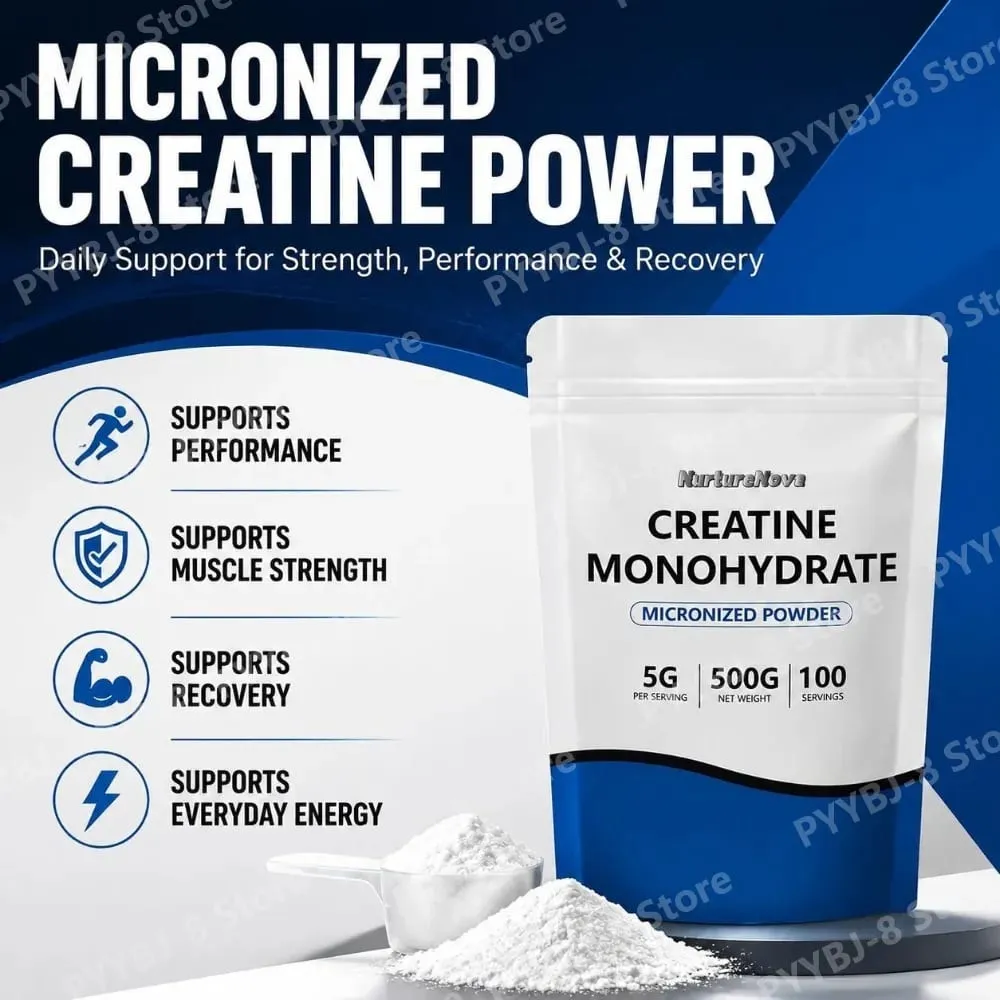NutureNova Kreatin Monohidrat Tozu Mikronize Spor Salonu Vücut Geliştirme Antrenmanı Fitness için Malzeme 100 Porsiyon 500g Net Ağırlık — image 4