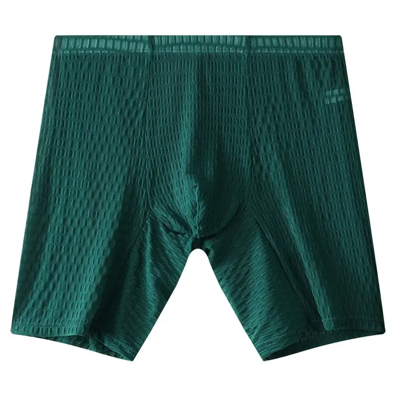 Herren-Boxershorts mit Waffelstruktur, verlängerte Boxershorts, halbhoher, durchsichtiger Netzstoff, kokett, lässig, athletisch, Sporthose, Schlüpfer — image 8