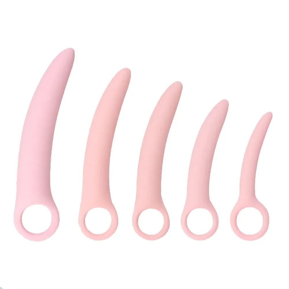 1 Set 5 pz Molle Del Silicone Piccolo Avorio Tirare Anello Dilatatore Vaginale Set Vaginismo Spina Anale giocattoli Dilatatore Della Vagina Prodotto Del Sesso anale — image 1