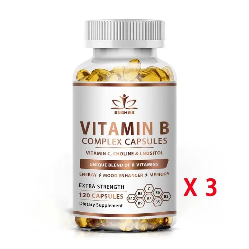 B-Complex Vitamin Supplements (B1 B2 B3 B5 B6 B12 Folic Acid&Biotin) Relieve Stress Improve Immunity System Strong Bones &Teeth — image 12