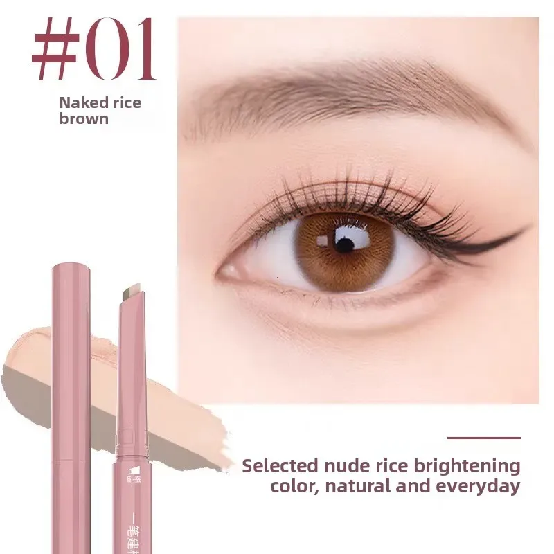 Pensil Bayangan Sorotan Matte Bawah Mata Dua Warna Krim Pencerah Coklat Krem Telanjang Pena Sal Eyeliner Ulat Sutra Berbohong