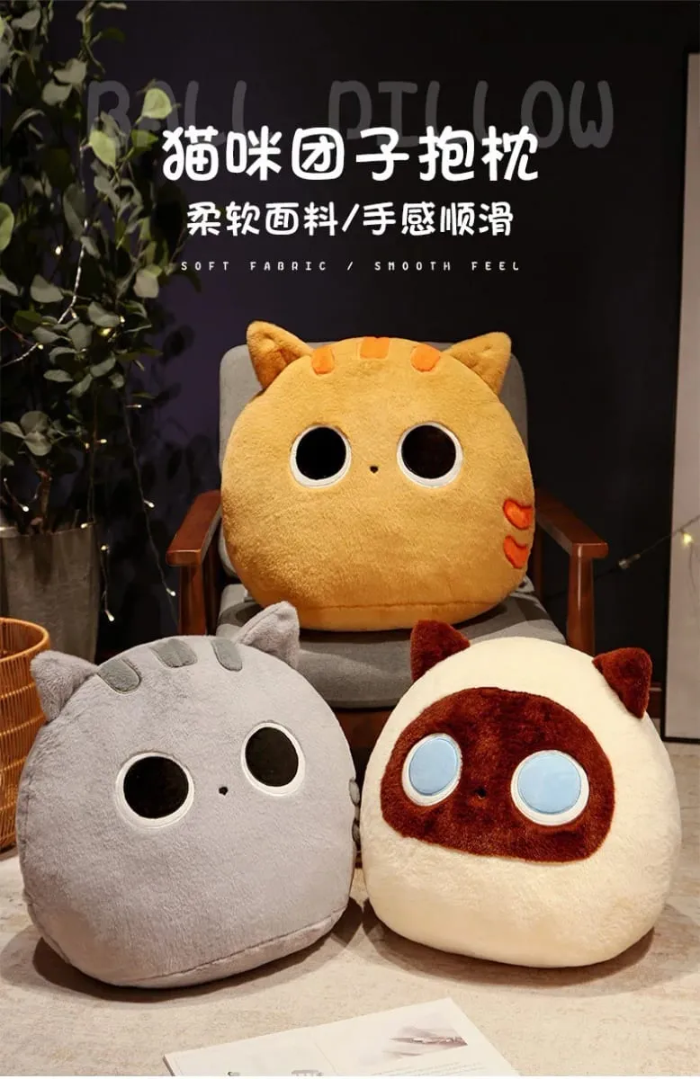 Bantal Mewah Kucing Hitam dan Coklat Bulat Lucu Berbulu Generik Boneka Lembut Mainan Sofa Tempat Tidur Bantal Punggung Dekorasi Rumah untuk Dewasa — image 8