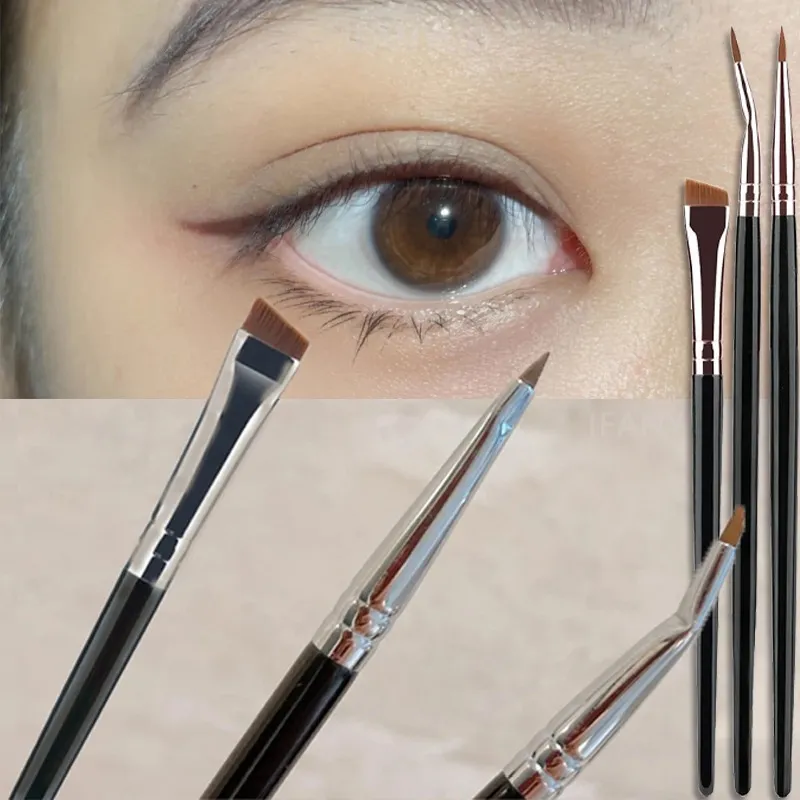 3 pezzi combinati pennelli per dettagli linea labbra ultrasottile pennello per linea occhi pennello per correttore contorno sopracciglia pennelli per trucco palpebra inferiore — image 1