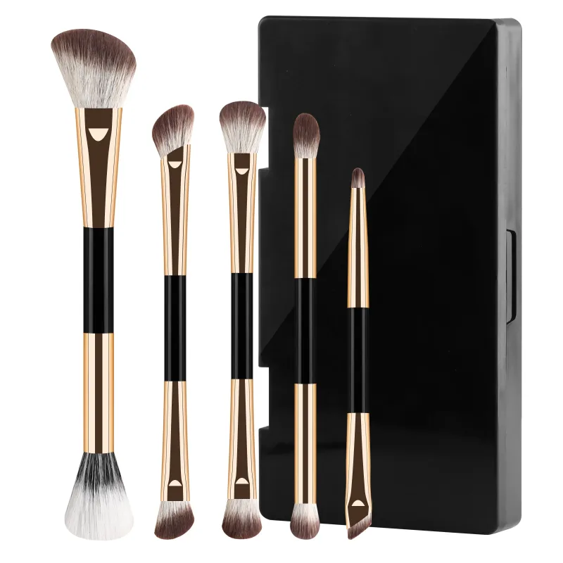 5 stk Dual Ended Face Eye Brush Kit med Opbevaringsboks Blush Detail Eyeliner børster til rejse Touch Up — image 8