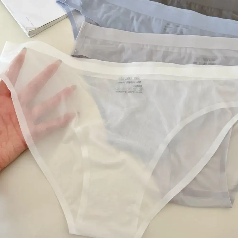 1pc männer Ultra-dünne Transparente Nahtlose Eis Seide Slip 3D Ausbuchtung Beutel Mittlere Taille Unterwäsche Atmungsaktive Männlich dessous — image 2