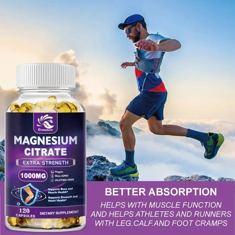 Magnesium Citrate Capsule 1000 Mg - Support for Women & Men Non-GMO Veggie Capsules - 60/120 Capsules — image 3