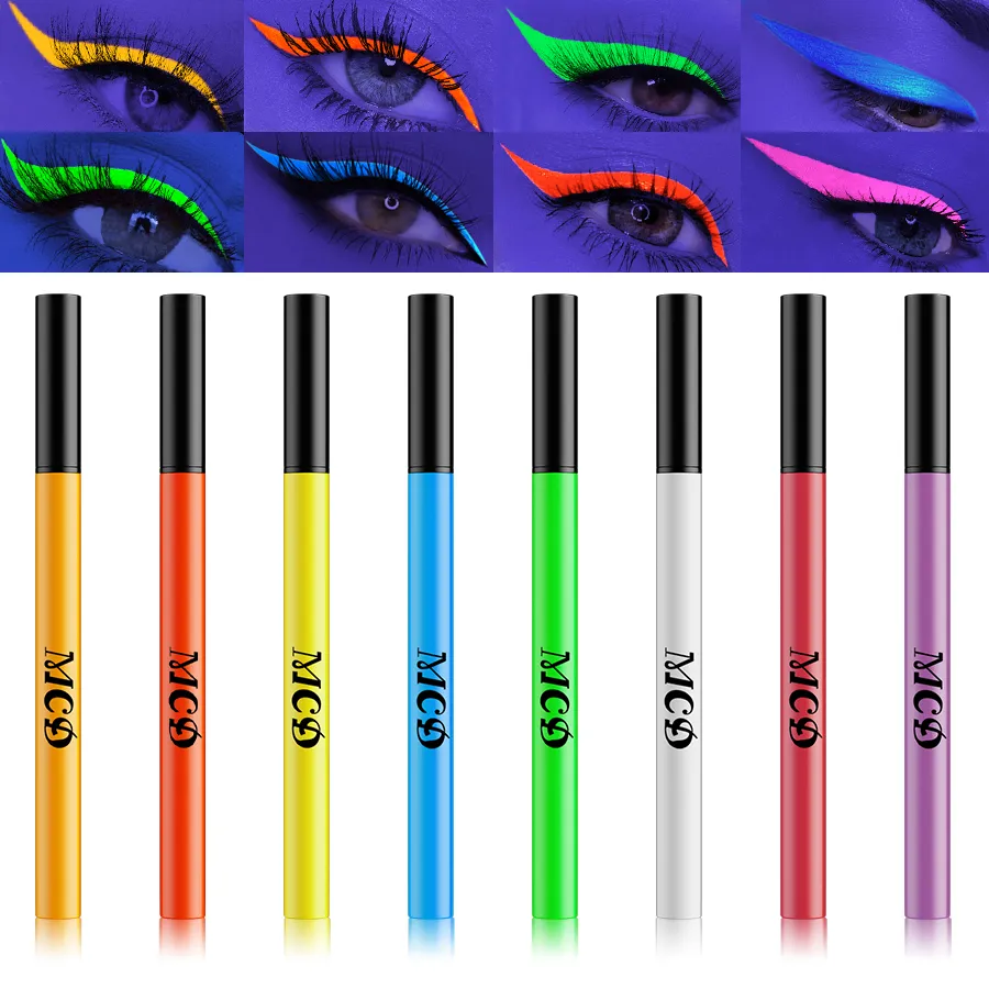 1PC UV Light Neon อายไลเนอร์ปากกาแต่งหน้าสีฟ้าสีเขียวกันน้ำสี Eye Liner ดินสอ Make Up เครื่องสำอางสีเหลืองสีม่วง — image 7