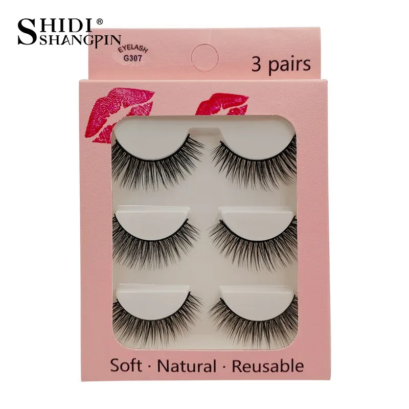 Faux Cils 3 paires de Faux Cils naturels longs en vison 3D, doux, moelleux, vaporeux, faits à la main, outils de maquillage pour les yeux, Maquiagem — image 26
