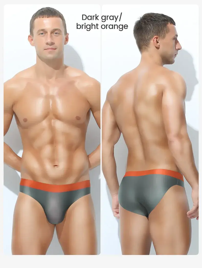 メンズアイスシルクシームレス下着 3D パンチモールド三角パンツ夏薄底パンツ男性のスポーツショーツ