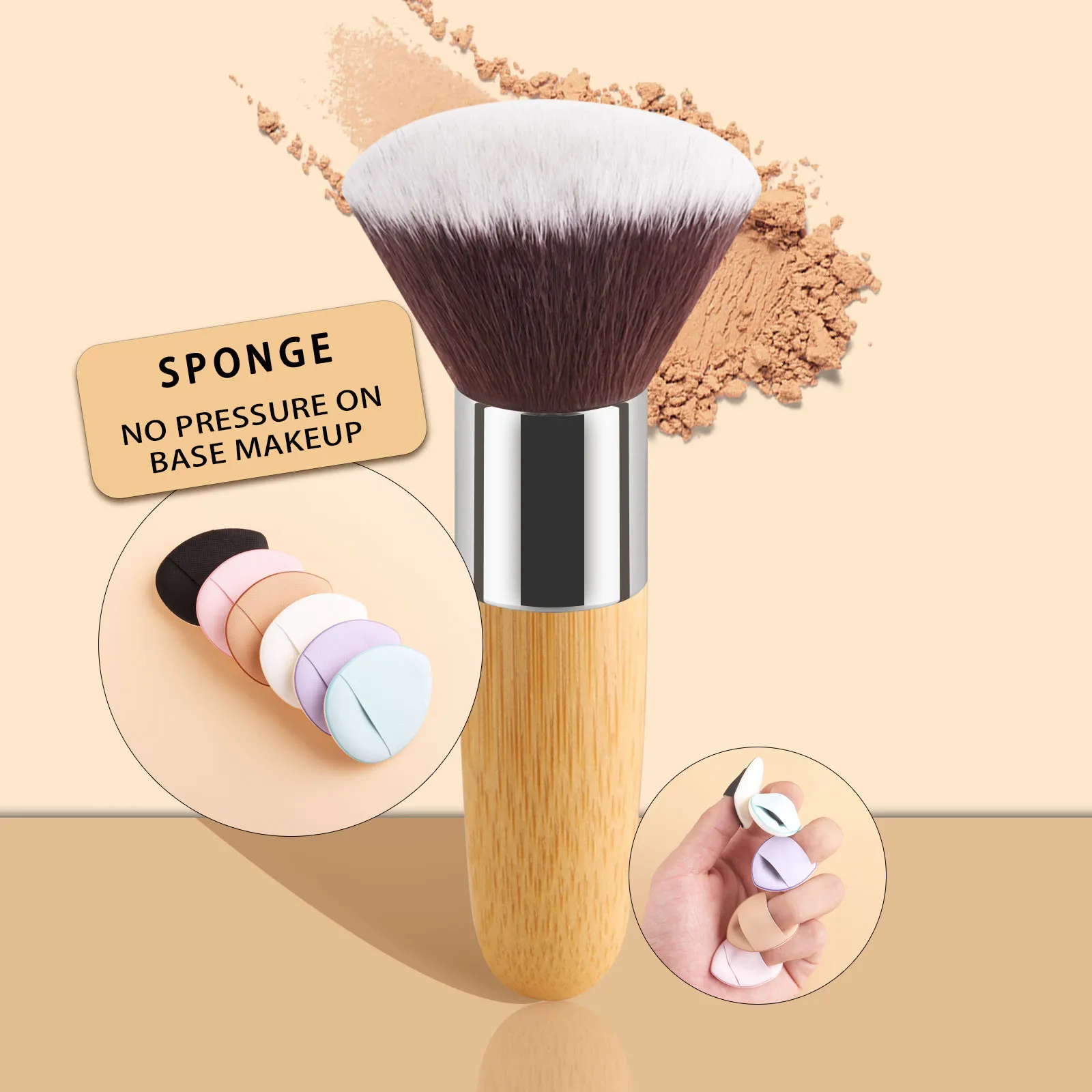 1 Stück weiche Make-up-Pinsel, Foundation, Puder, Rouge, Mischkontur, professionell, hohe Qualität, mit Puderquaste mit 6 Fingern — image 1