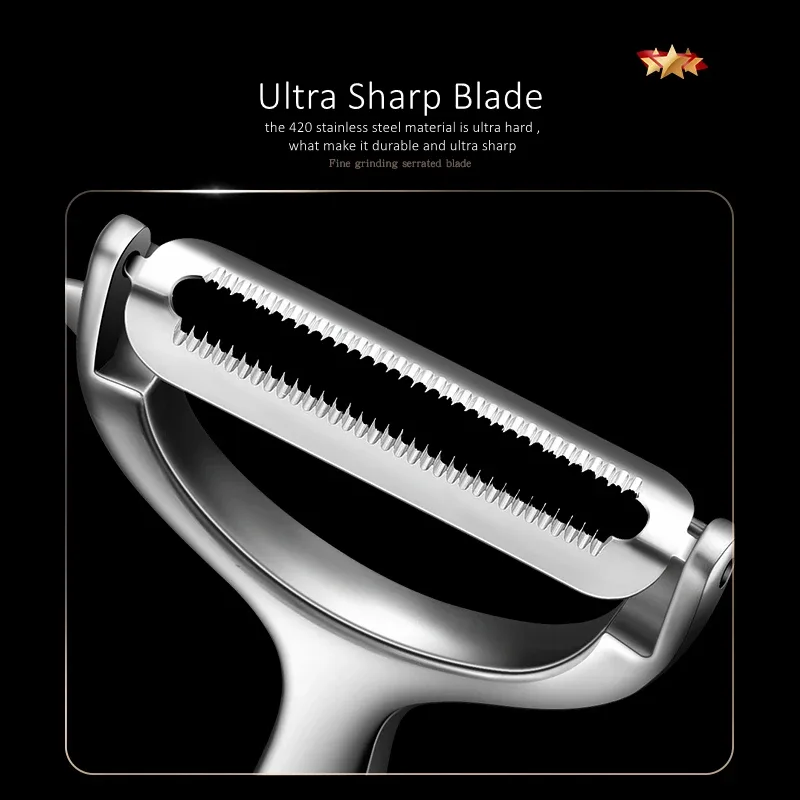 การรับรอง LFGB Ultra Sharp และทนทาน 420 สแตนเลสสตีลครัว Peeler ใบมีดเคลื่อนย้ายได้ Zester ผลไม้และผัก Peeling