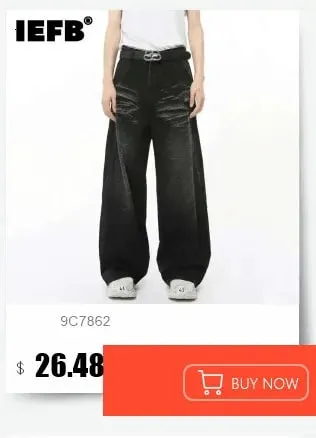 Amerikanische Herrenjeans, einfarbig, mit mehreren Taschen, lässige, abgenutzte Hosen, Dekonstruktion, weites Bein, Denim-Hosen 9W4066