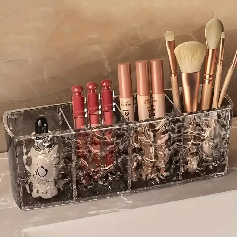 Boîte de rangement de maquillage cosmétique en acrylique à 4 trous, boîte de rangement transparente pour rouge à lèvres, pinceaux, crayon à sourcils, outils de maquillage de grande capacité — image 2