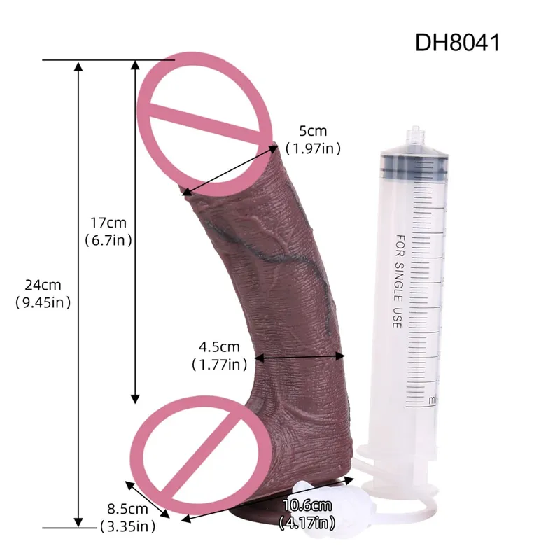 Silicone Sống Động Như Thật Hai Lớp Xuất Tinh Dương Vật Squirting Dài Dương Vật Giả Có Mút Hậu Môn Đồ Chơi Dành Cho Nam Nữ Masturbator — image 14