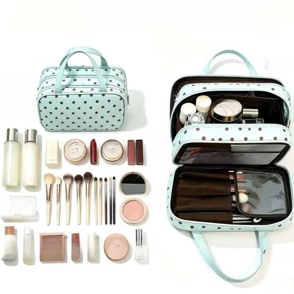 Borsa per organizer per pennelli per trucco impermeabile Borsa per cosmetici da viaggio in PU portatile multistrato Custodia per pennelli per trucco Borsa per articoli da toeletta — image 3
