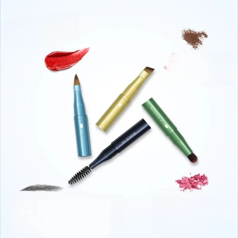 Abnehmbares 4-in-1-Make-up-Pinsel-Set, weiche Borsten und Schwammapplikator für Lippen und Lidschatten, tragbar, mit ABS-Griff — image 5