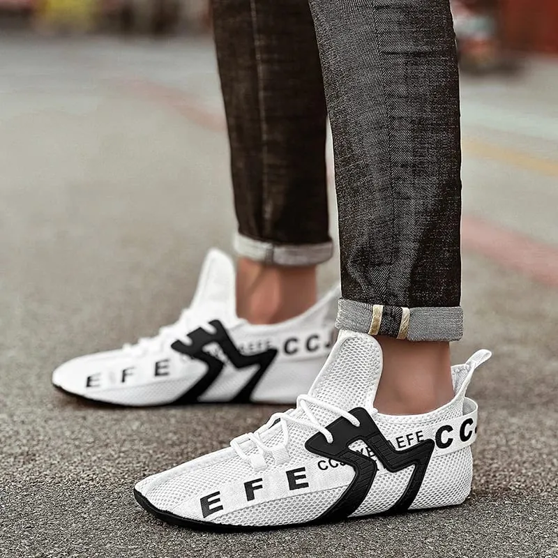 Weiße Turnschuhe Herren High Top Bequeme atmungsaktive Mesh-Freizeitschuhe Sockenschuhe Große Größe 47 Outdoor-Wanderschuhe für Herren — image 5