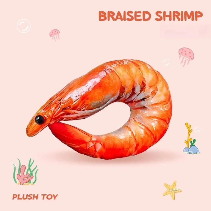Real‑Printed Braised Prawn Plush Pillow Soft Stuffed Shrimp Cushion Funny Novelty Toy Home Decor Holiday Gift — image 5