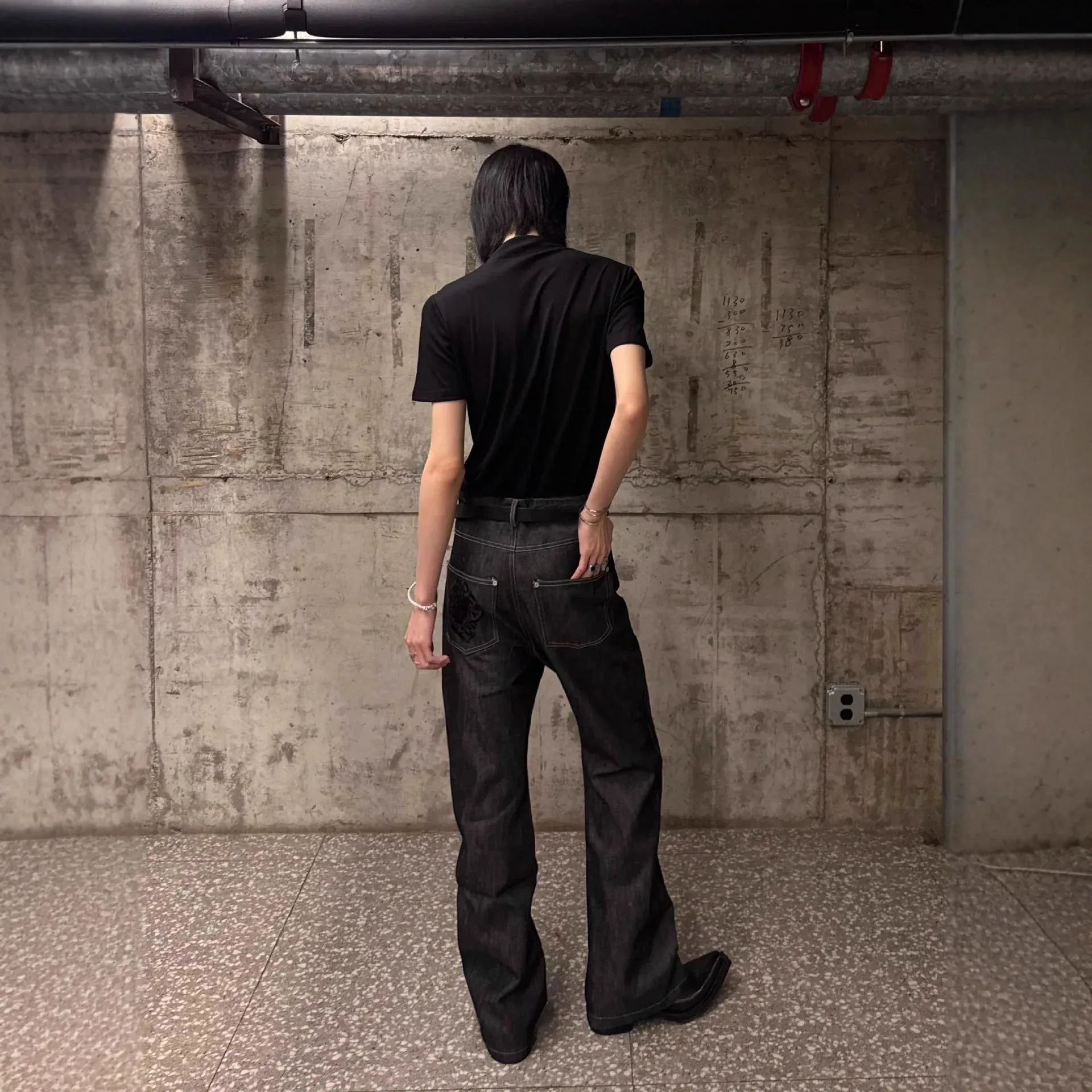 2026 ฤดูใบไม้ผลิ Original COW Scimitar Bootcut กางเกงยีนส์ผู้ชายกางเกง Commuter กางเกงปัก