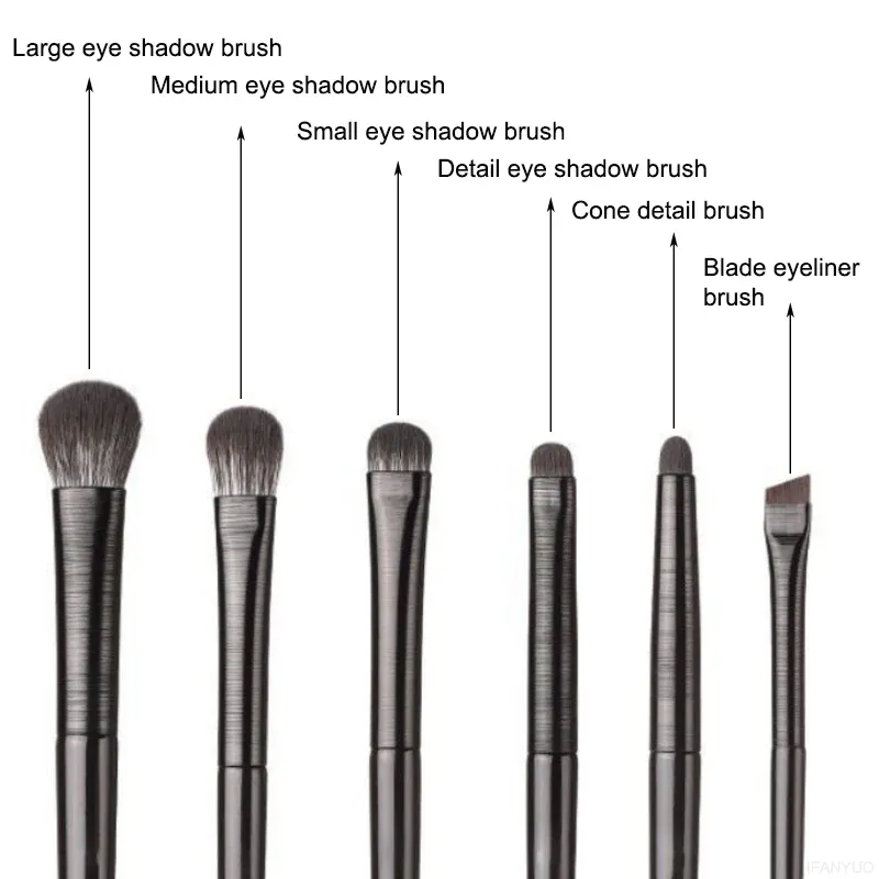 2/6/10 ST Ögonsminkborstar Set Professionell mjuk precisionsögonskugga Eyeliner Ögonbrynsborste Kvinnor Ansiktsskönhet Kosmetiskt verktyg — image 4