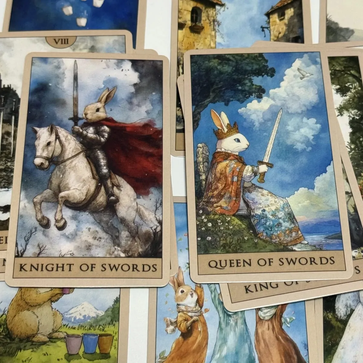 Rabbit Tarot Deck 78pcs Board Games English Watercolor Cards Cute Divination Cards — image 5
