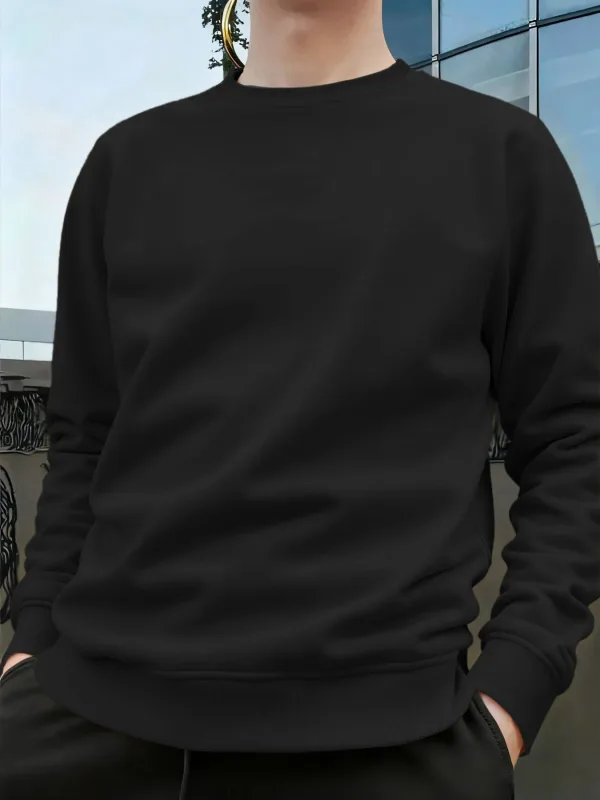 Jersey de cuello redondo para hombre, sudaderas grandes de Color sólido, camisetas para correr al aire libre para primavera y otoño, sudaderas con capucha informales para hombre, ropa de calle — image 1