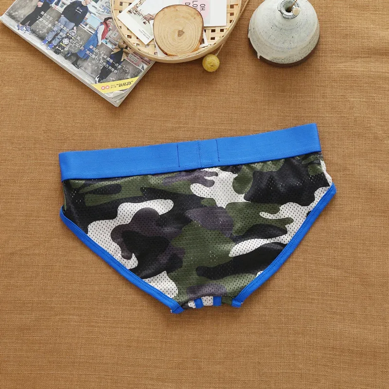 Men's nylon mesh breathable cool camouflage panties addicted youth briefs — image 12