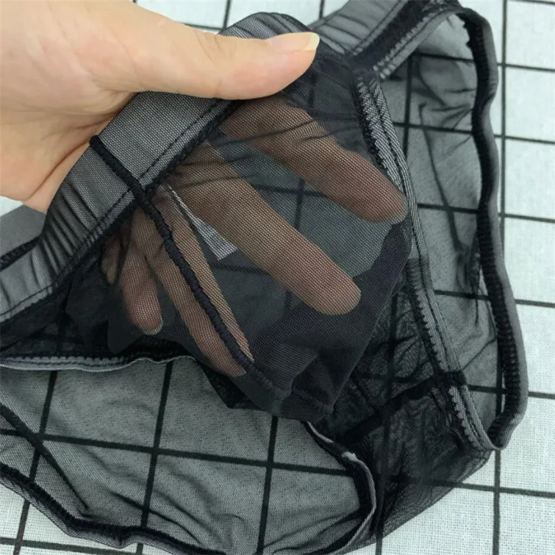 Slip da uomo ultrasottili in rete sexy completamente trasparenti Mutandine trasparenti Vedi attraverso la biancheria intima Mutande maschili ad asciugatura rapida Taglie forti — image 6