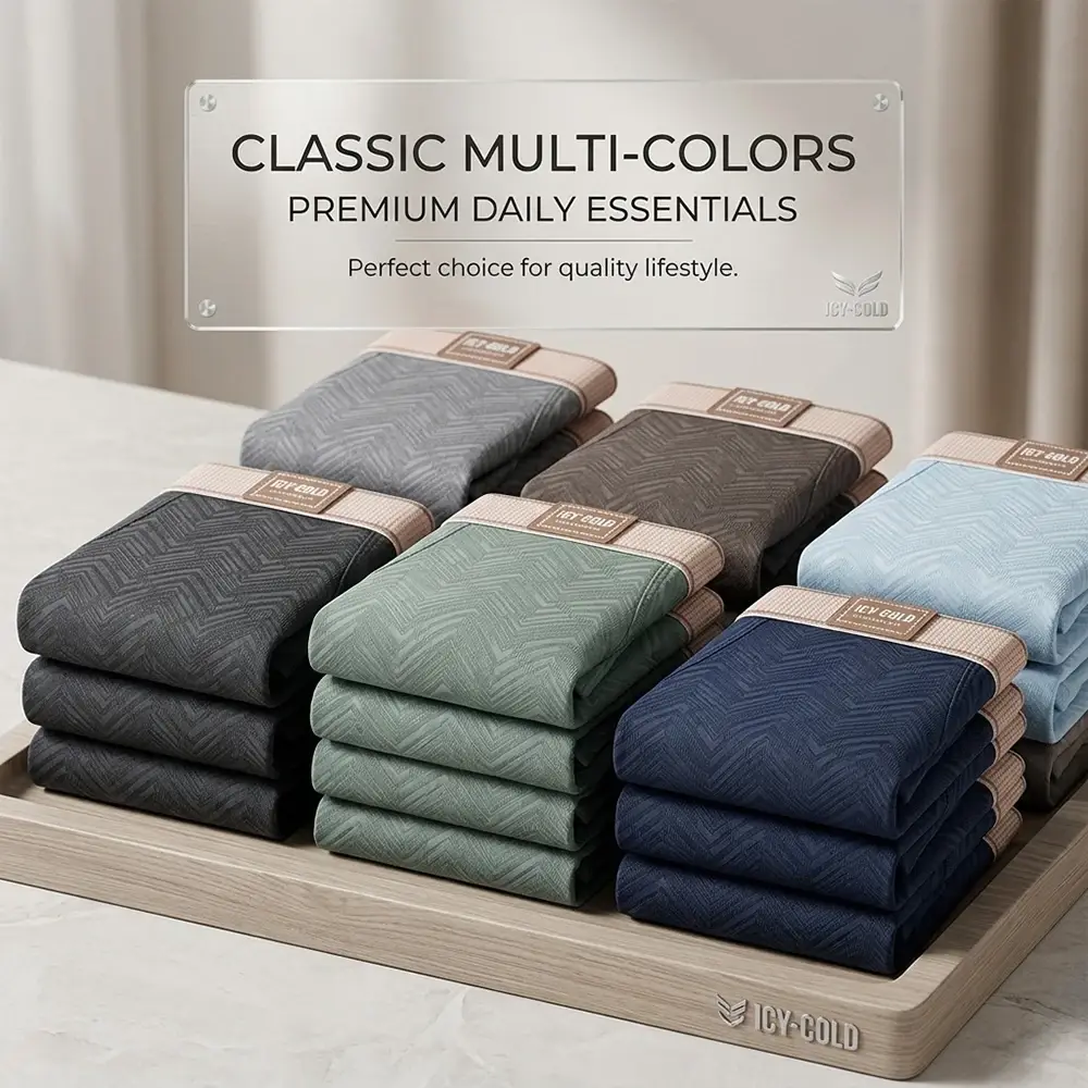 1/3PCS Estate di Raffreddamento Traspirante Boxer Hombre Moda Solid Wave A Righe di Seta del Ghiaccio Mutandine da Uomo di Alta Elastico Biancheria per uomo — image 5