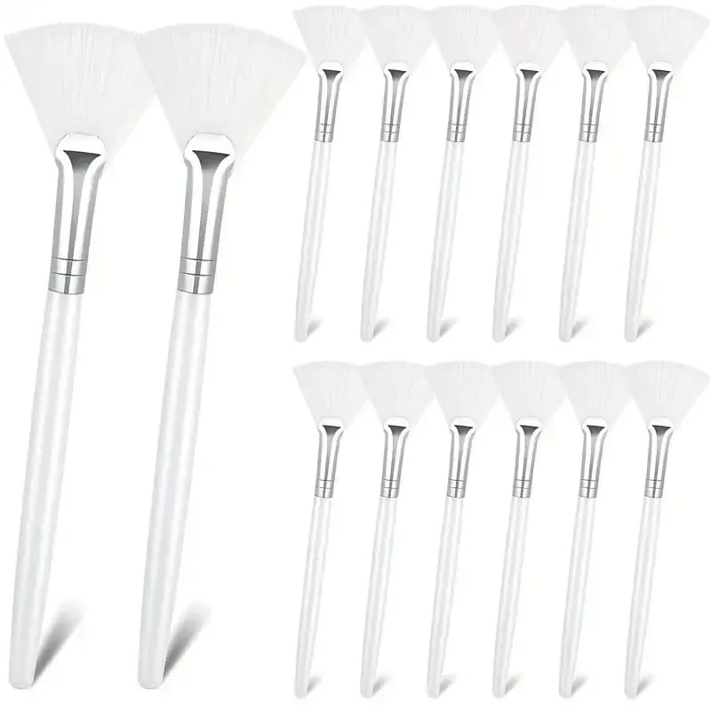 3/6/12pcs Pennello a ventaglio Pennelli per maschera facciale Multi uso Ventilatore morbido Pennello per trucco viso Applicatore di acido per le donne Ragazze Strumenti di pulizia — image 14