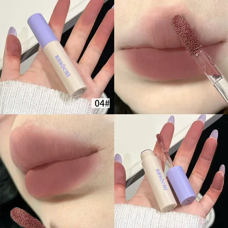 Pasta di fagioli Rosa Labbra Fango Velluto opaco Rosso Marrone Lucidalabbra Idratante Impermeabile A lunga durata Non essiccante Tazza antiaderente Tinta per labbra Trucco — image 10