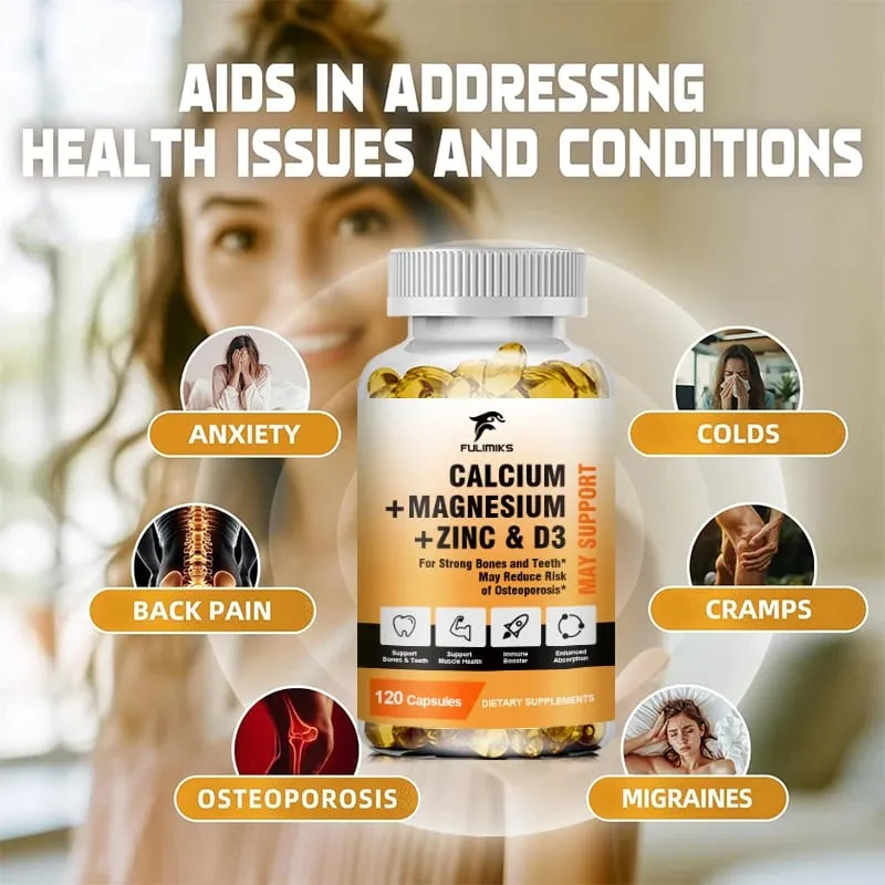 Bone Support Capsules Calcium Magnesium Zinc with D3 Enhances Absorption Supports Bone Strength Immunity & Muscle Health — image 6