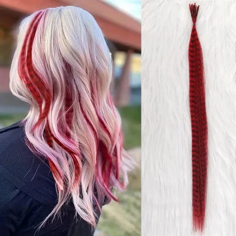 10-Piece Rainbow Synthetic Feather Extensions Multicolor 16-Inch Hair Add-ons Suitable for Women — image 9
